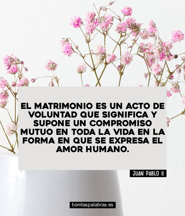 Imagen de El Matrimonio Es Un Acto De Voluntad Que Significa Y Supone Un Compromiso Mutuo En Toda La Vida En La Forma En Que Se Expresa El Amor Humano