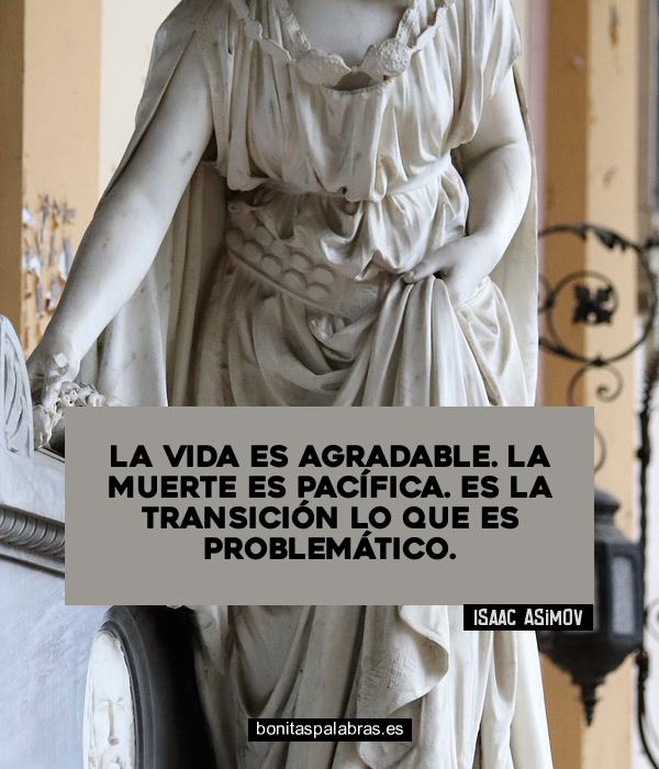 Imagen de La Vida Es Agradable La Muerte Es Pacifica Es La Transicion Lo Que Es Problematico